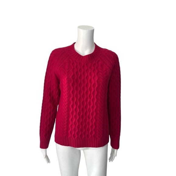 $395 Weekend MaxMara Fuchsia Pink Carpazi Cable Knit Sweater Size Medium - Picture 3 of 7